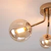 Plafonnier doré à 3 sphères en verre ambré - Ottavia