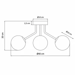 Plafonnier doré à 3 sphères en verre ambré - Ottavia