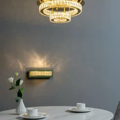 Plafonnier doré led cristal 2 cercles design - Diez