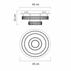 Plafonnier doré led cristal 2 cercles design - Diez
