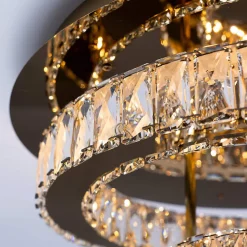 Plafonnier doré led cristal 2 cercles design - Diez