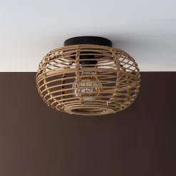 Plafonnier E27 40W beige et noir Ø32cm Brilliant, Woodball