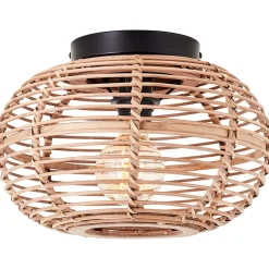 Plafonnier E27 40W beige et noir Ø32cm Brilliant, Woodball