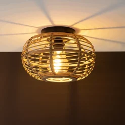 Plafonnier E27 40W beige et noir Ø32cm Brilliant, Woodball