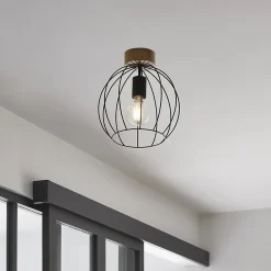 Plafonnier E27 40W Corep Owen marron H.24.5 x Ø26 cm