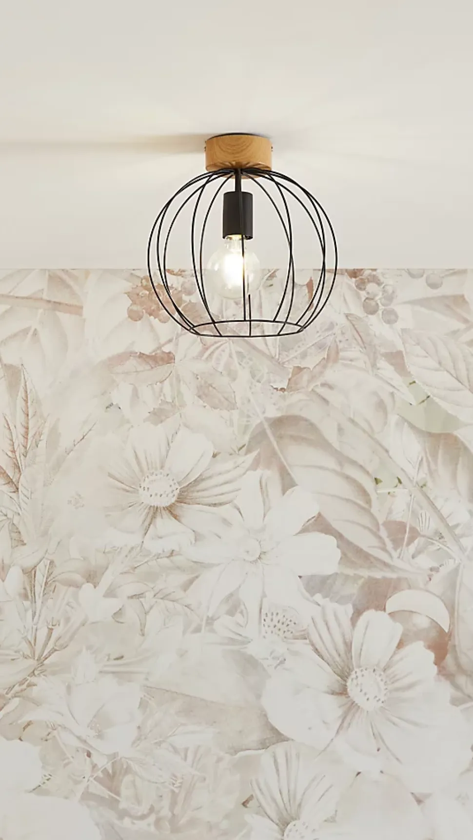 Plafonnier E27 40W Corep Owen marron H.24.5 x Ø26 cm