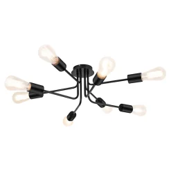 Plafonnier E27 28W GoodHome Ghlin noir mat l.60 x H.20 x Ø60 cm