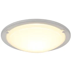 Plafonnier E27 42W GoodHome Hubaa blanc mat effet givré H.8 x Ø29 cm