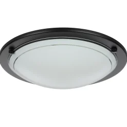 Plafonnier E27 42W GoodHome Hubaa noir mat H.8 x Ø29 cm