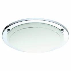 Plafonnier E27 42W GoodHome Hubaa brillant chrome effet givré H.8 x Ø29 cm