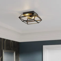 Plafonnier E27 10W GoodHome Nantan noir mat L.30 x l.30 x H.15 x P.30 cm