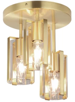 Plafonnier E27 42W GoodHome Saiphi effet laiton H.30 x Ø25 cm