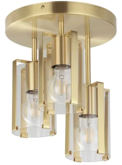 Plafonnier E27 42W GoodHome Saiphi effet laiton H.30 x Ø25 cm