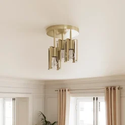 Plafonnier E27 42W GoodHome Saiphi effet laiton H.30 x Ø25 cm