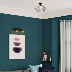 Plafonnier E27 42W GoodHome Smertrio noir mat H.27.5 x Ø28 cm