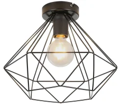 Plafonnier E27 42W GoodHome Smertrio noir mat H.27.5 x Ø28 cm