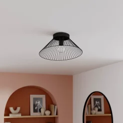 Plafonnier E27 42W GoodHome Tsolma mat noir x l.39 x H.19 x Ø39 cm