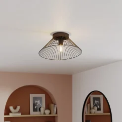 Plafonnier E27 42W GoodHome Tsolma mat noir x l.39 x H.19 x Ø39 cm