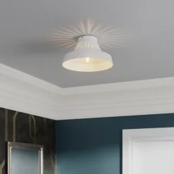 Plafonnier E27 42W GoodHome Yarra blanc mat H.15.5 x Ø30 cm