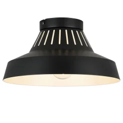 Plafonnier E27 42W GoodHome Yarra noir mat H.15.5 x Ø30 cm