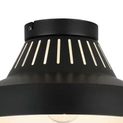 Plafonnier E27 42W GoodHome Yarra noir mat H.15.5 x Ø30 cm