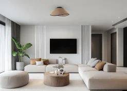 Plafonnier E27 40W noir et beige Ø40 x H.30cm Seynave, Miopalmo