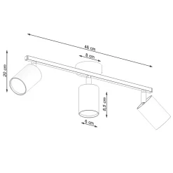 Plafonnier en acier 3 ampoules 4000K - 46x8x20cm Sollux