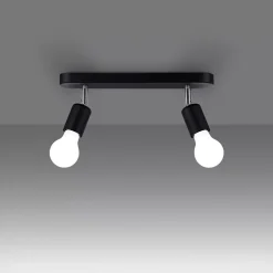 Plafonnier en acier 2 ampoules 4000K - 33x6x13.5cm Sollux