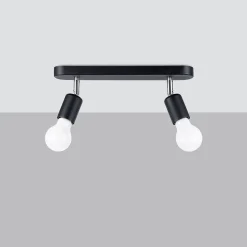 Plafonnier en acier 2 ampoules 4000K - 33x6x13.5cm Sollux