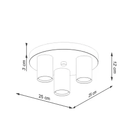 Plafonnier en acier 3 ampoules 4000K - 25x25x12cm Sollux