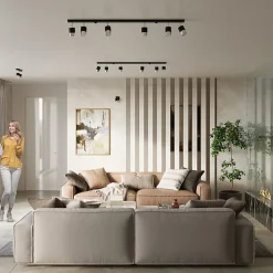 Plafonnier en acier 2 ampoules 3000K - 30x5x18cm Sollux