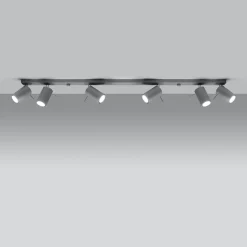 Plafonnier en acier 6 ampoules 4000K - 118x6x16cm Sollux