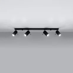 Plafonnier en acier 4 ampoules 3000K - 80x6x16cm Sollux