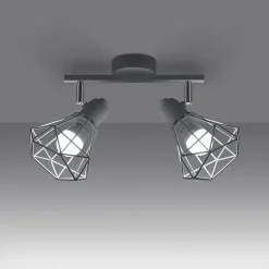 Plafonnier en acier 2 ampoules 3000K - 31x17x19cm Sollux