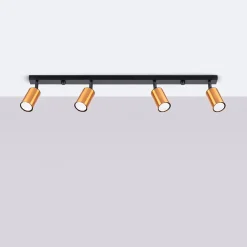 Plafonnier en acier 4 ampoules 3000K - 82x6x18.5cm Sollux