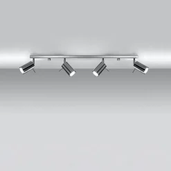 Plafonnier en acier 4 ampoules 4000K - 80x6x16cm Sollux