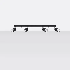 Plafonnier en acier 4 ampoules 4000K - 81x5x18cm Sollux