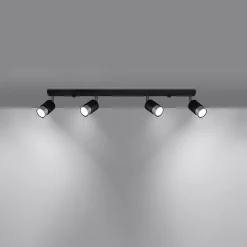 Plafonnier en acier 4 ampoules 4000K - 81x5x18cm Sollux