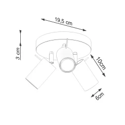 Plafonnier en acier 3 ampoules 4000K - 19.5x19.5x18.5cm Sollux