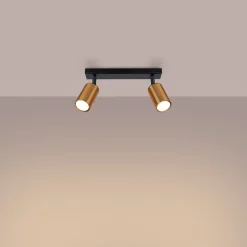 Plafonnier en acier 2 ampoules 4000K - 30x6x18.5cm Sollux