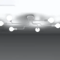 Plafonnier en acier 6 ampoules 4000K - 80x64x15.5cm Sollux