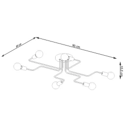 Plafonnier en acier 6 ampoules 4000K - 80x64x15.5cm Sollux