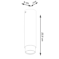Plafonnier en acier 1 ampoule 4000K - 6x6x22.5cm Sollux