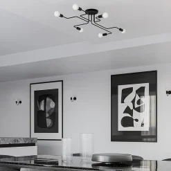 Plafonnier en acier 6 lampes 80x64x15.5cm Sollux