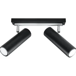 Plafonnier en acier 2 lampes 30x6x20cm Sollux
