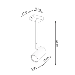 Plafonnier en acier 1 lampes 10x6x33cm Sollux