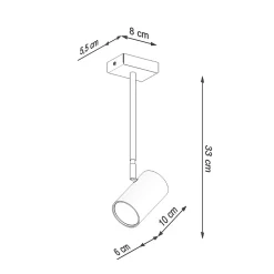 Plafonnier en acier 1 lampes 10x6x33cm Sollux