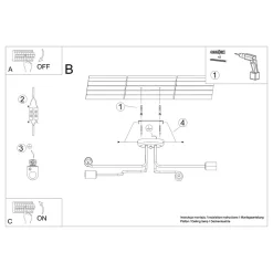 Plafonnier en acier 4 lampes 78x58x15.5cm Sollux