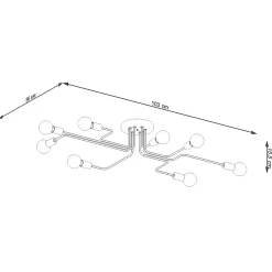 Plafonnier en acier 8 lampes 103x56x15.5cm Sollux