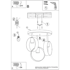 Plafonnier en acier 3 lampes 30x30x34.5cm Sollux